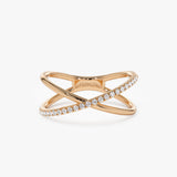 14k Criss Cross Single Side Diamond Ring 14K Rose Gold Ferkos Fine Jewelry
