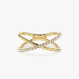 14k Criss Cross Single Side Diamond Ring 14K Gold Ferkos Fine Jewelry
