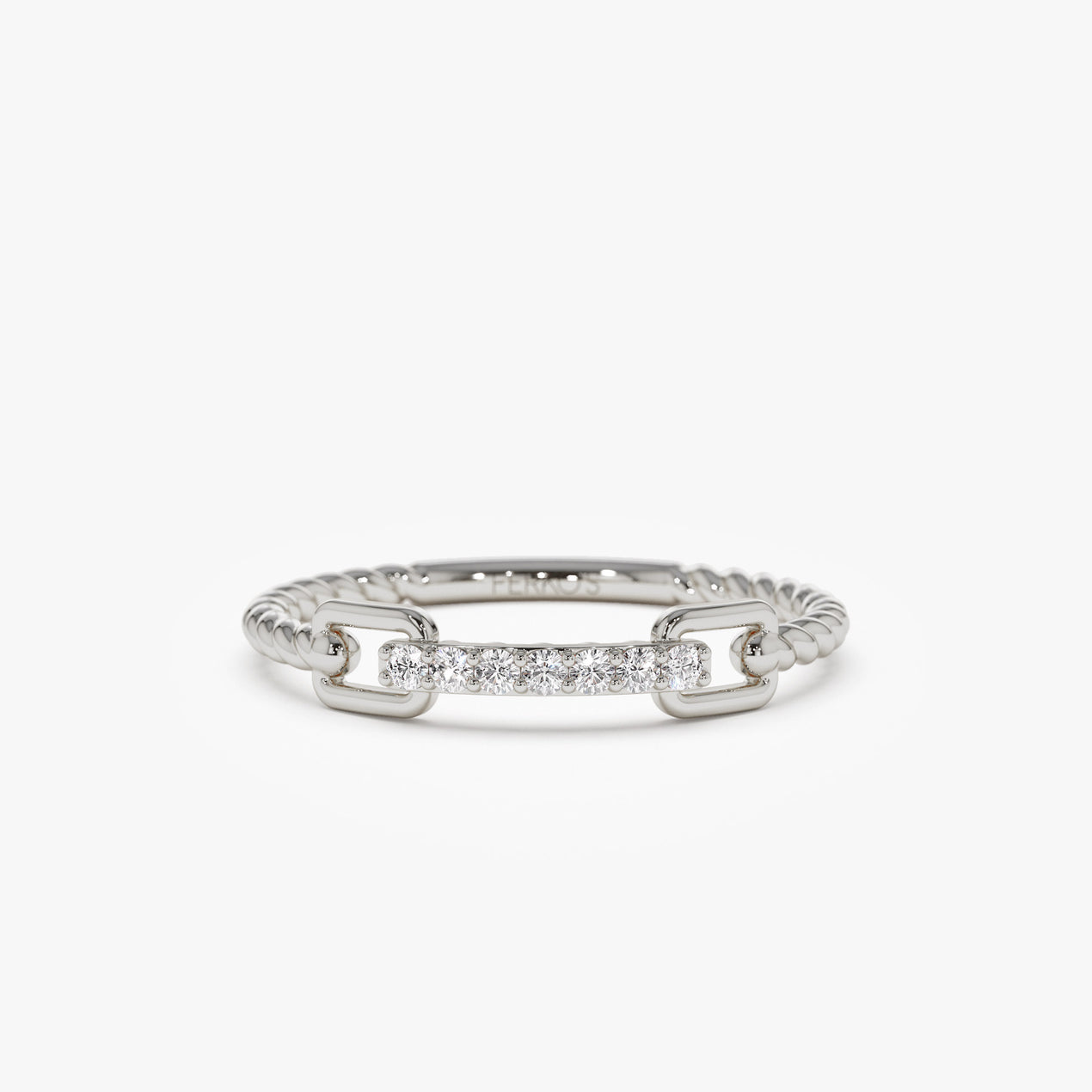 14k Braided Stackacble Pave Diamond Ring – FERKOS FJ