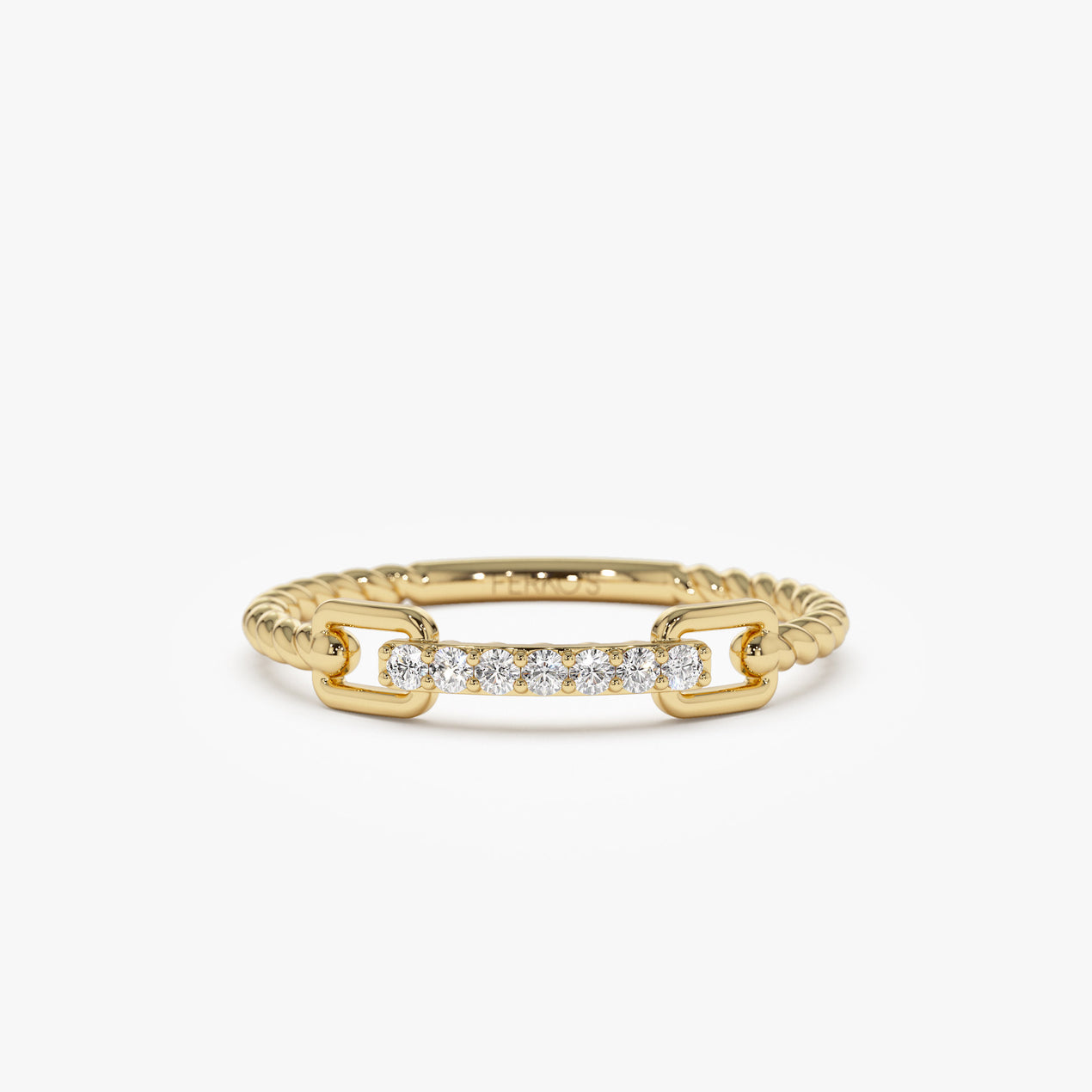 14k Braided Stackable Pave Diamond Ring – Ferkos Fine Jewelry