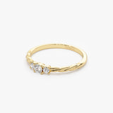 14k Gold Three Stone Dainty Diamond Twisted Ring  Ferkos Fine Jewelry