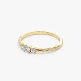 14k Gold Three Stone Dainty Diamond Twisted Ring  Ferkos Fine Jewelry