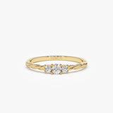 14k Gold Three Stone Dainty Diamond Twisted Ring 14K Gold Ferkos Fine Jewelry