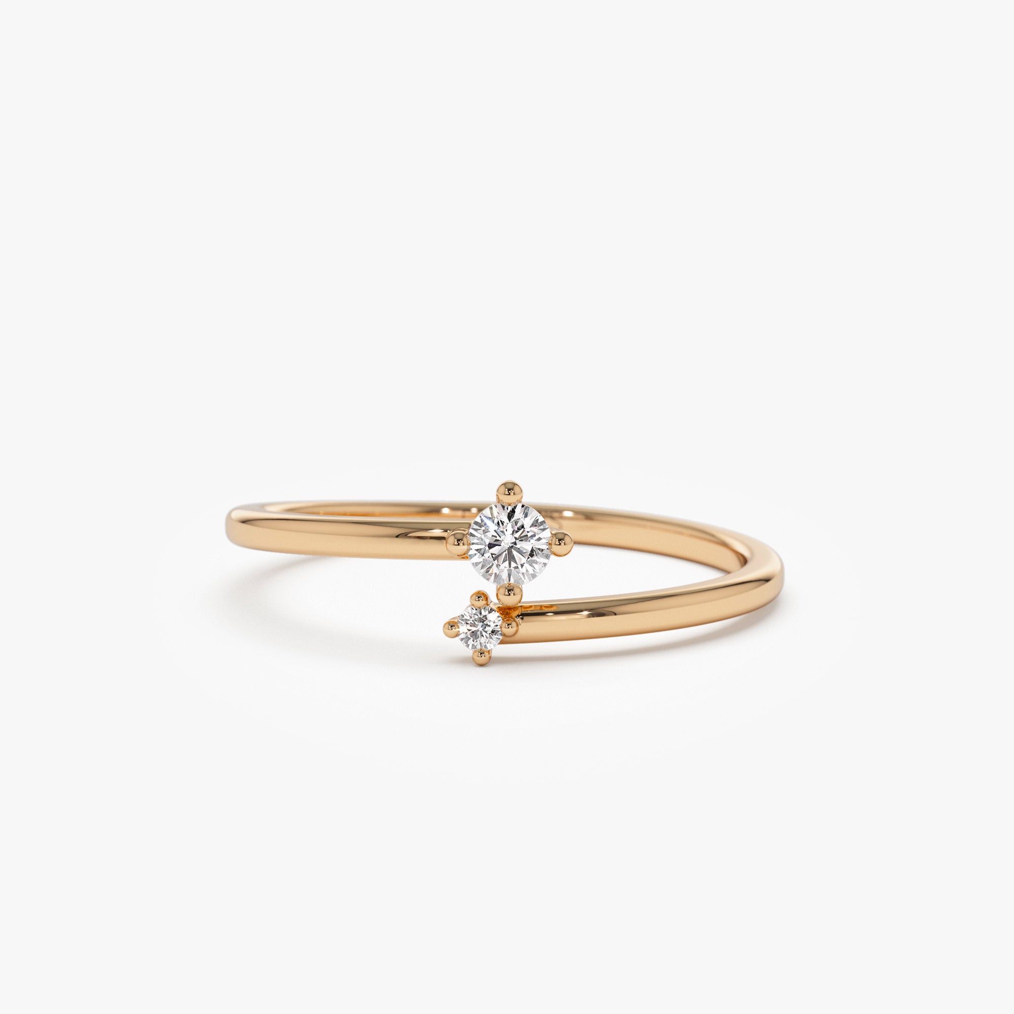 14k Petite Diamond Duo Ring 14K Rose Gold Ferkos Fine Jewelry