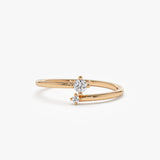 14k Petite Diamond Duo Ring 14K Rose Gold Ferkos Fine Jewelry