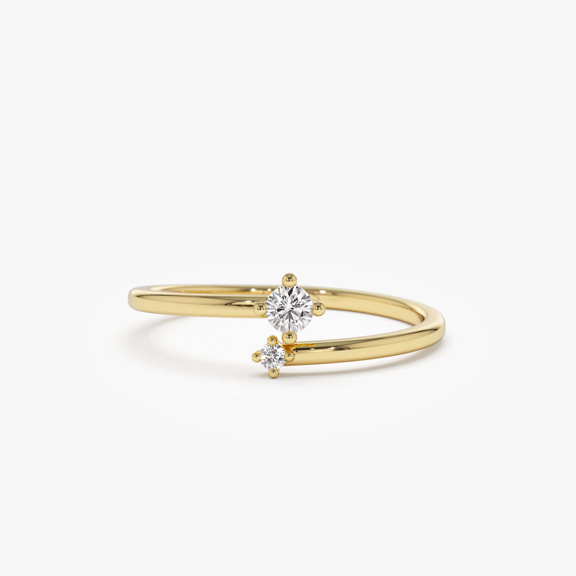 14k Petite Diamond Duo Ring 14K Gold Ferkos Fine Jewelry