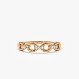 14K Cable Chain Link Diamond Ring 14K Rose Gold Ferkos Fine Jewelry