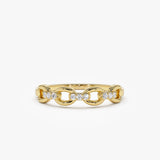 14K Cable Chain Link Diamond Ring 14K Gold Ferkos Fine Jewelry