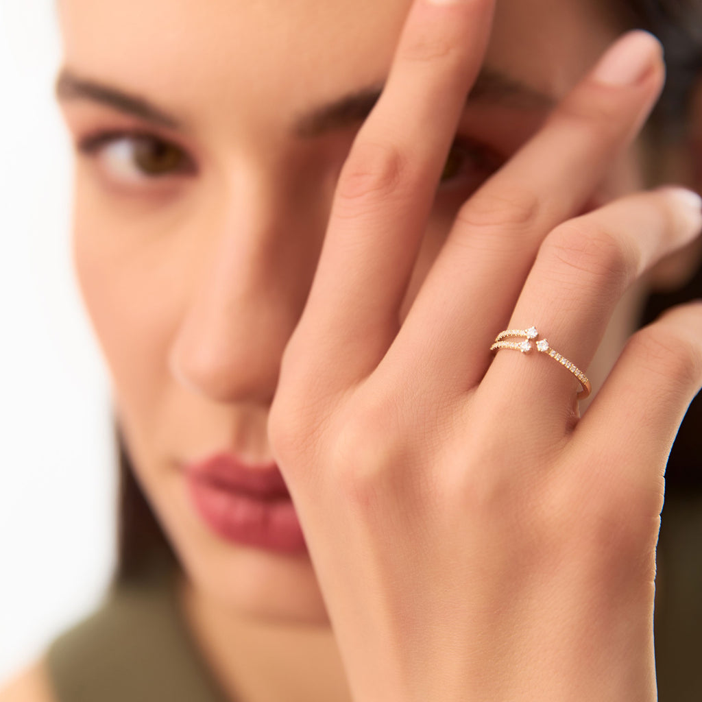 14k Unique Diamond Crossover Ring For Women – Ferkos Fine Jewelry