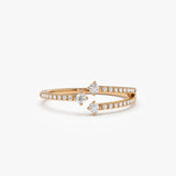 14k Unique Diamond Crossover Ring For Women 14K Rose Gold Ferkos Fine Jewelry