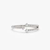 14k Unique Diamond Crossover Ring For Women 14K White Gold Ferkos Fine Jewelry
