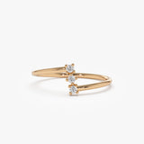 14k Vertical Three Stone Natural Diamond Ring 14K Rose Gold Ferkos Fine Jewelry