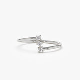 14k Vertical Three Stone Natural Diamond Ring 14K White Gold Ferkos Fine Jewelry