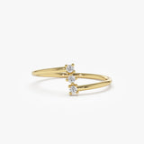 14k Vertical Three Stone Natural Diamond Ring 14K Gold Ferkos Fine Jewelry