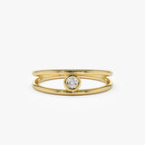 14k Double Band Bezel Setting Diamond Solitaire Ring 14K Gold Ferkos Fine Jewelry