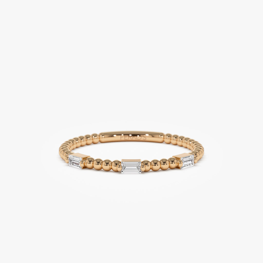 14K Minimalist Beaded Baguette Diamond Ring – FERKOS FJ