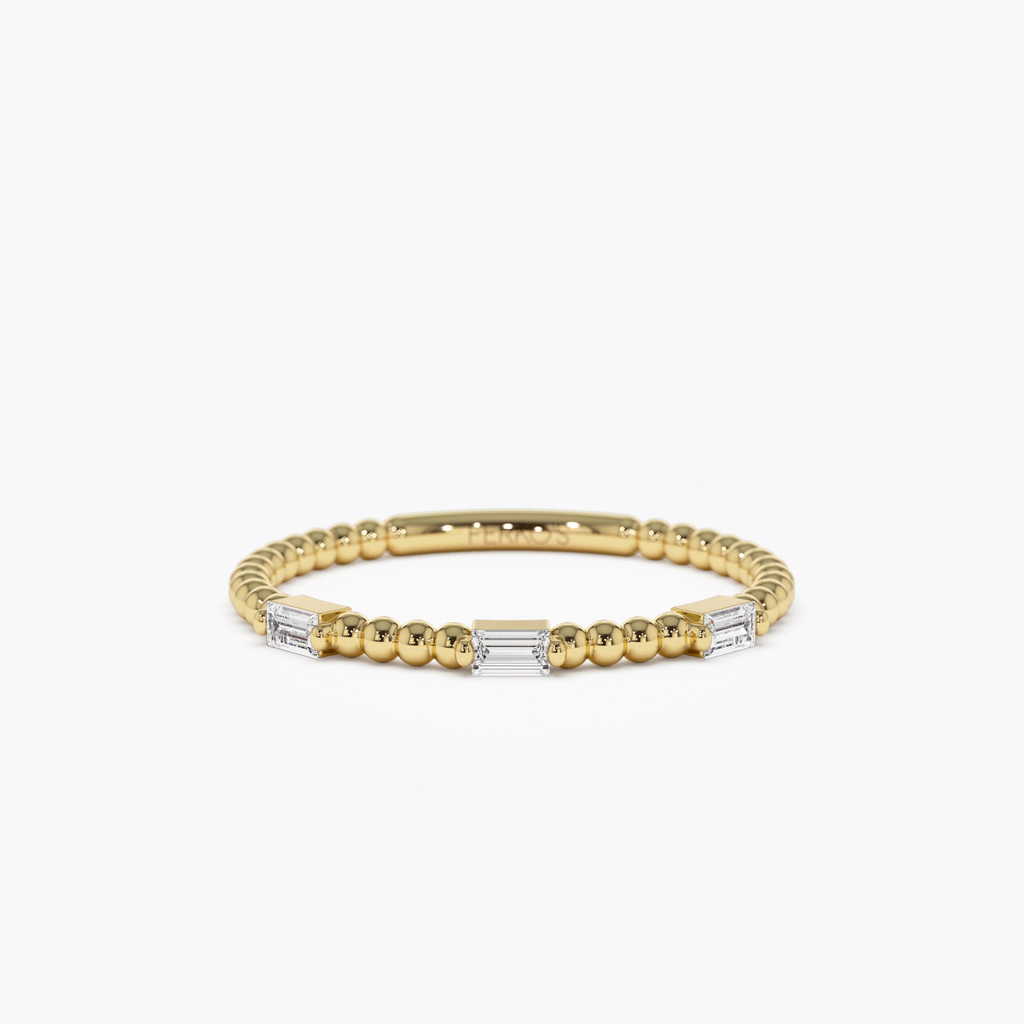 14K Minimalist Beaded Baguette Diamond Ring – FERKOS FJ