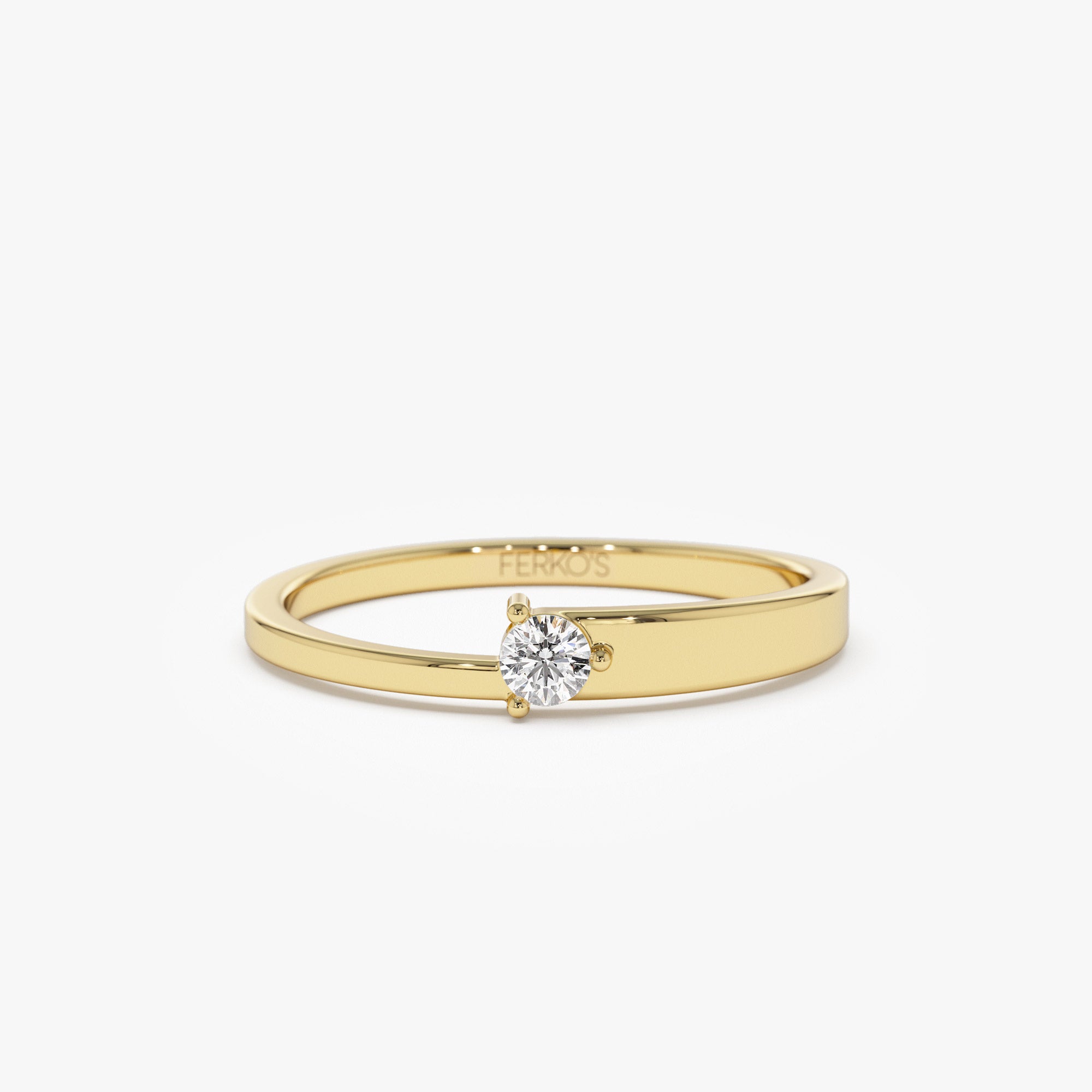 14k Round Solitaire Diamond Promise Ring 14K Gold Ferkos Fine Jewelry