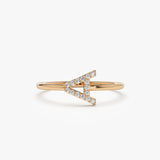 14k Sideways Diamond Letter Personalized Ring 14K Rose Gold Ferkos Fine Jewelry