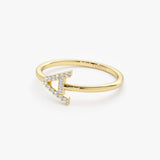 14k Sideways Diamond Letter Personalized Ring  Ferkos Fine Jewelry