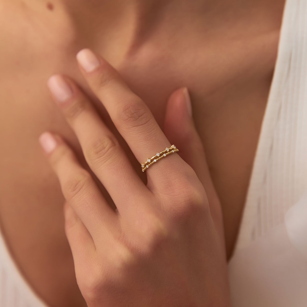 Double stacked diamond ring Clearance