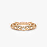 14k Gold Unique Diamond Modern Ring 14K Rose Gold Ferkos Fine Jewelry