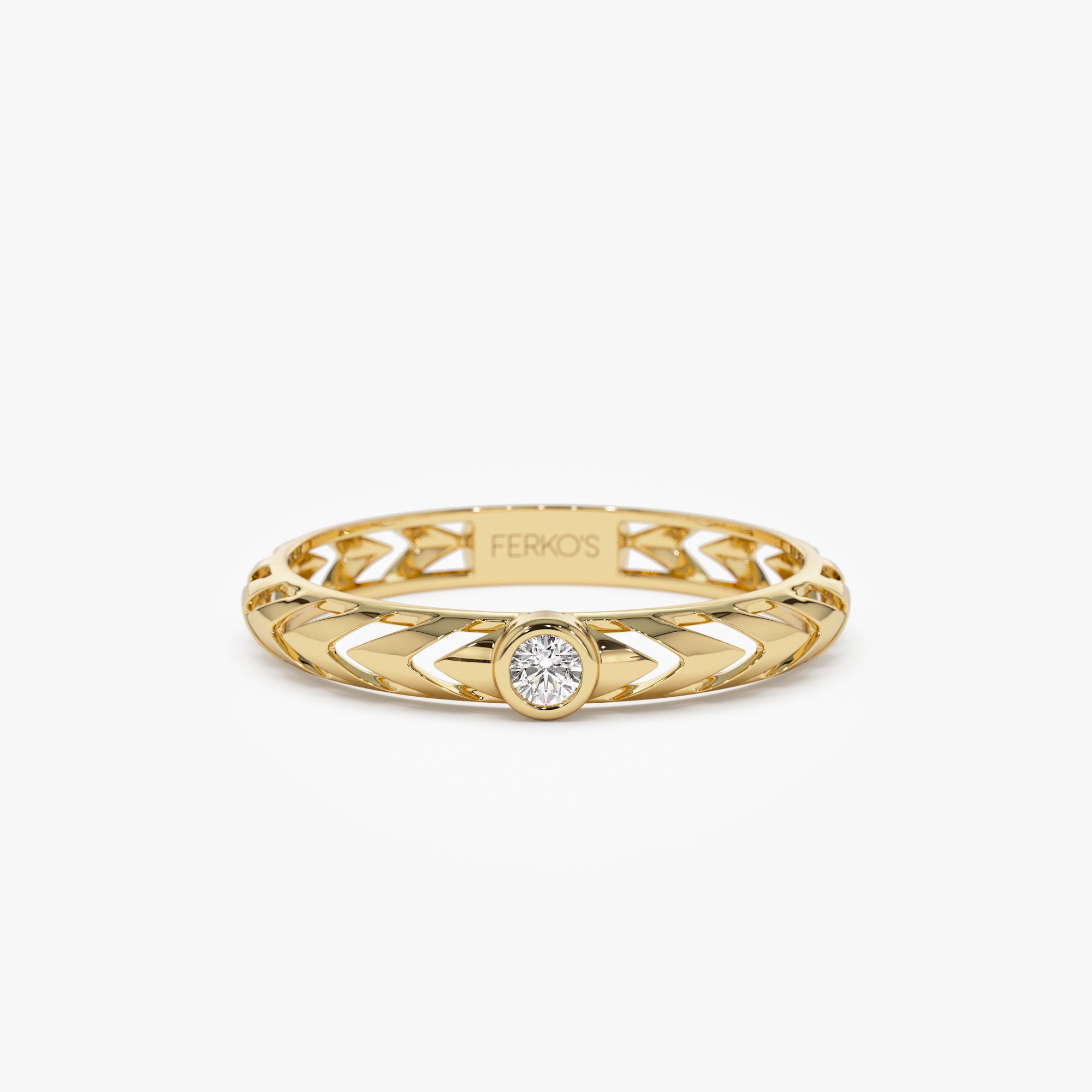 14k Gold Unique Diamond Modern Ring 14K Gold Ferkos Fine Jewelry