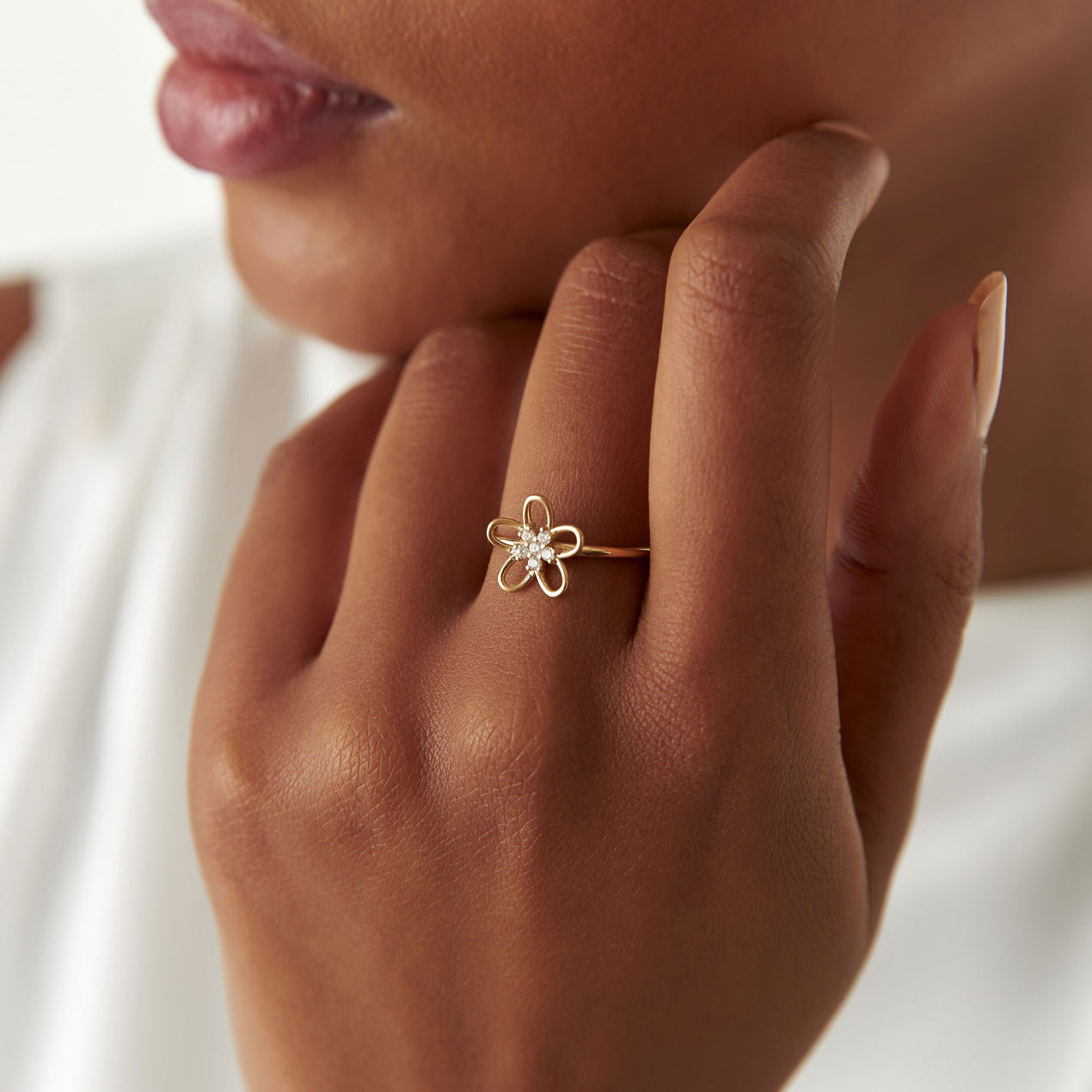14k Diamond Flower Ring – Ferkos Fine Jewelry