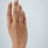 14k Double Row Pave Diamond Ring w/ Diamond Cluster Accents  Ferkos Fine Jewelry