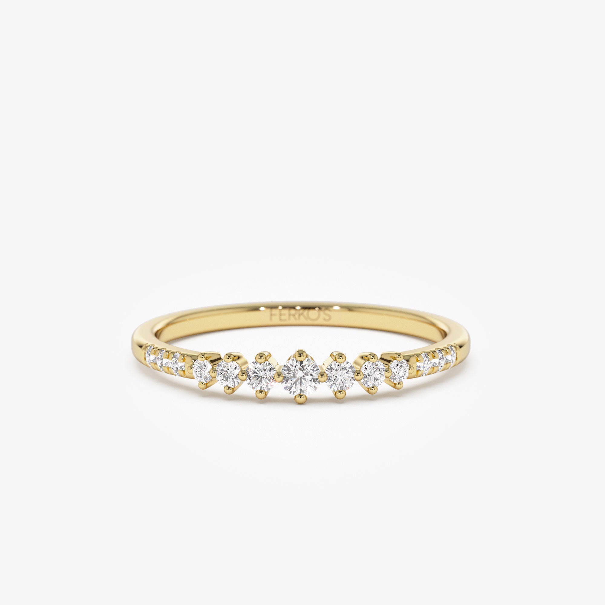 14k Dainty Graduating Diamond Wedding Ring 14K Gold Ferkos Fine Jewelry