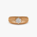 14k Unique Ribbed Illusion Setting Diamond Ring 14K Rose Gold Ferkos Fine Jewelry