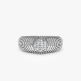 14k Unique Ribbed Illusion Setting Diamond Ring 14K White Gold Ferkos Fine Jewelry