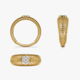 14k Unique Ribbed Illusion Setting Diamond Ring  Ferkos Fine Jewelry