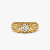 14k Unique Ribbed Illusion Setting Diamond Ring 14K Gold Ferkos Fine Jewelry
