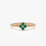 14k Emerald Clover Ring 14K Rose Gold FERKOS FJ