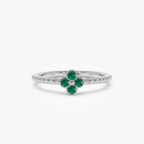 14k Emerald Clover Ring 14K White Gold FERKOS FJ