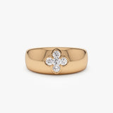 14k Chunky Diamond Clover Ring 14K Rose Gold Ferkos Fine Jewelry