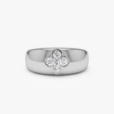 14k Chunky Diamond Clover Ring 14K White Gold Ferkos Fine Jewelry