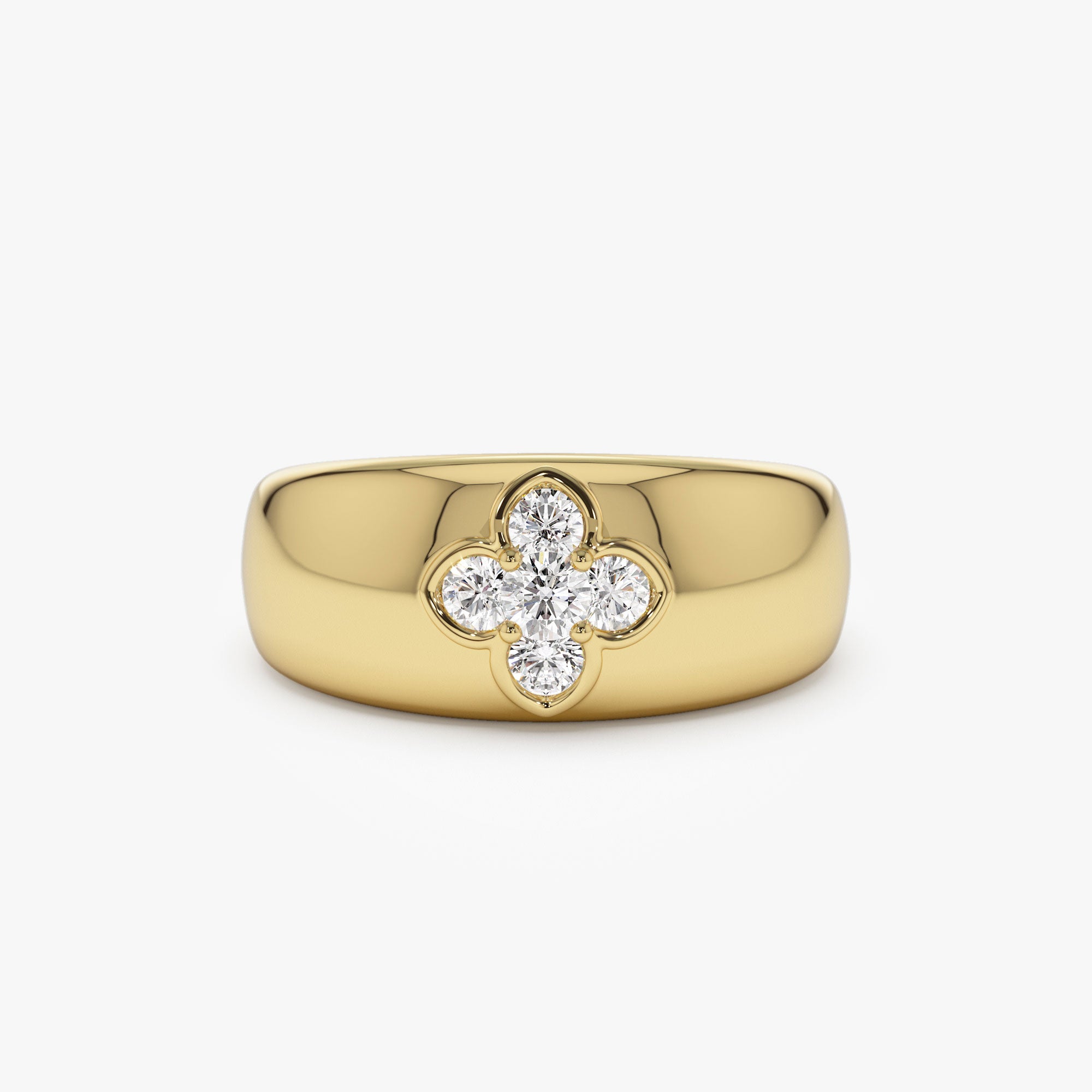 14k Chunky Diamond Clover Ring 14K Gold Ferkos Fine Jewelry