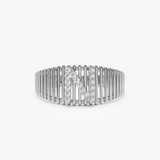 14k Ribed Cage Diamond Initial Ring 14K White Gold Ferkos Fine Jewelry