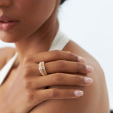 14K Diamond-Encrusted Ribbed Dome Statement Ring  Ferkos Fine Jewelry