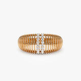 14K Diamond-Encrusted Ribbed Dome Statement Ring 14K Rose Gold Ferkos Fine Jewelry