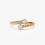 14k Beaded Open Bypass Diamond Illusion Ring 14K Rose Gold Ferkos Fine Jewelry