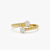 14k Beaded Open Bypass Diamond Illusion Ring 14K Gold Ferkos Fine Jewelry