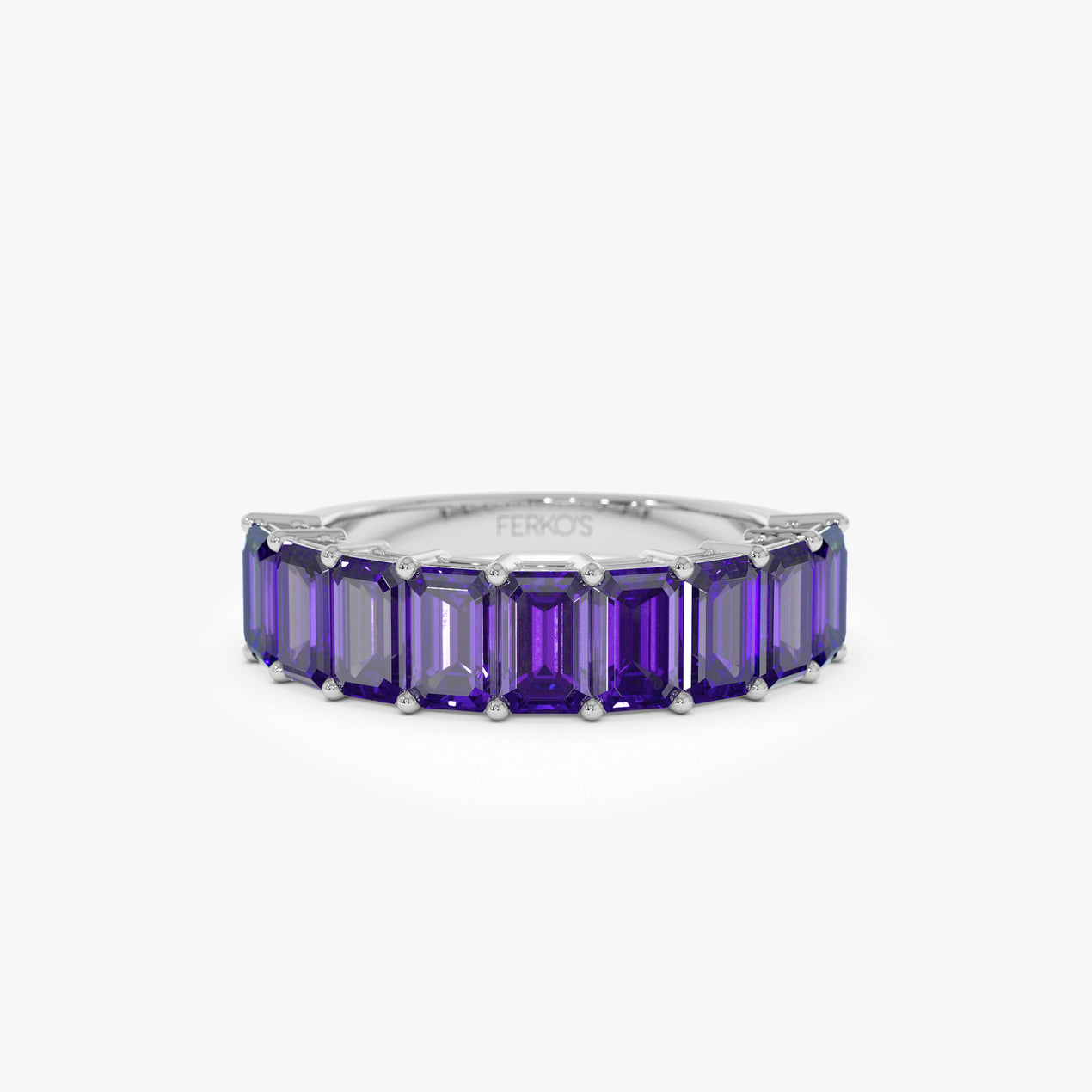14K Emerald Cut Amethyst Nine Stone Ring 2.55ctw 14K Gold 4.5