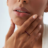 14k Emerald Cut Garnet Nine Stone Ring 3.00ctw  Ferkos Fine Jewelry