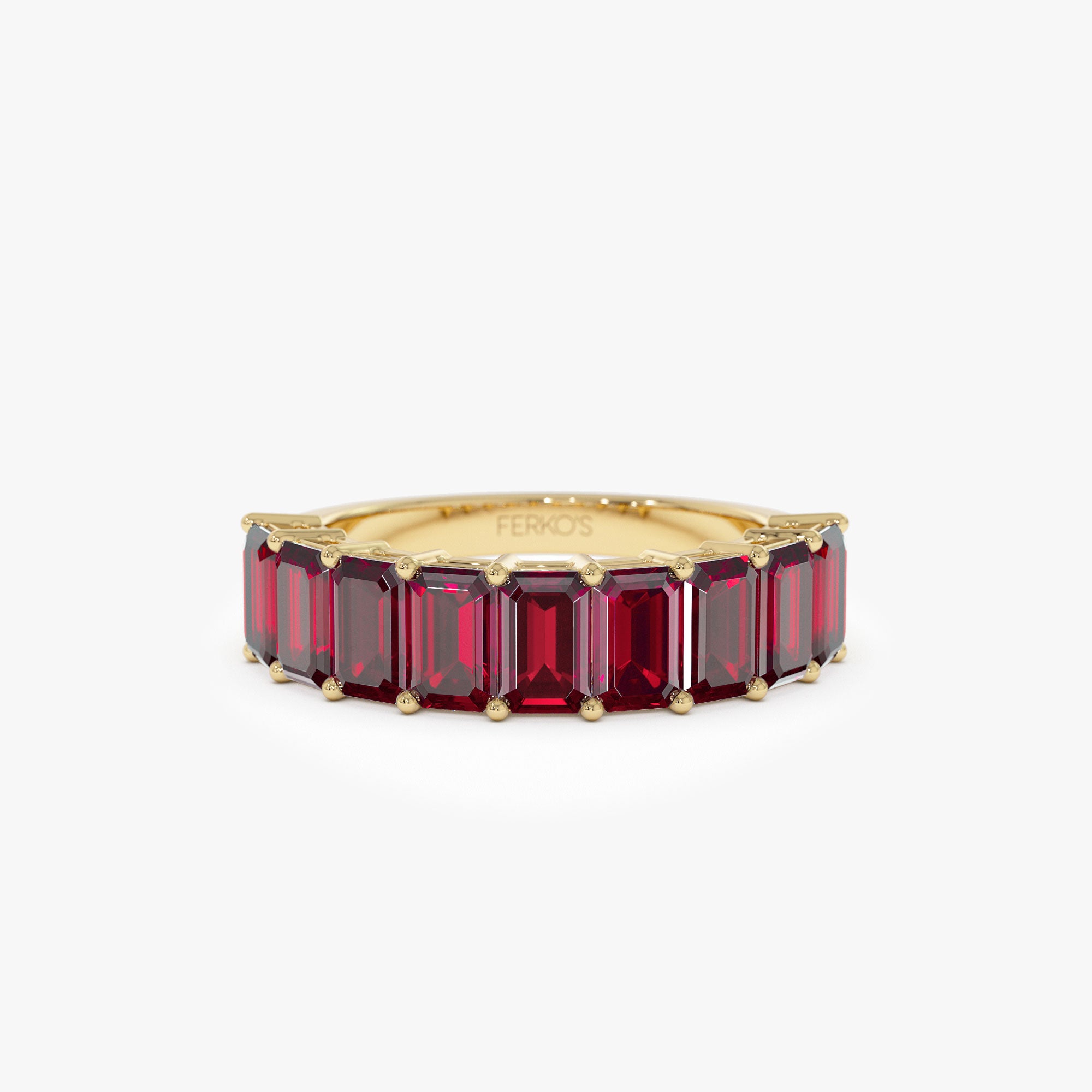 14k Emerald Cut Garnet Nine Stone Ring 3.00ctw 14K Gold Ferkos Fine Jewelry
