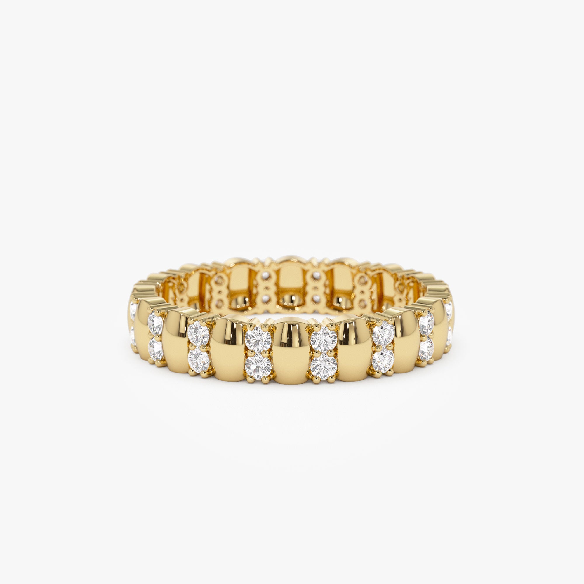 14k Unique Double Row Diamond Eternity Ring 14K Gold Ferkos Fine Jewelry
