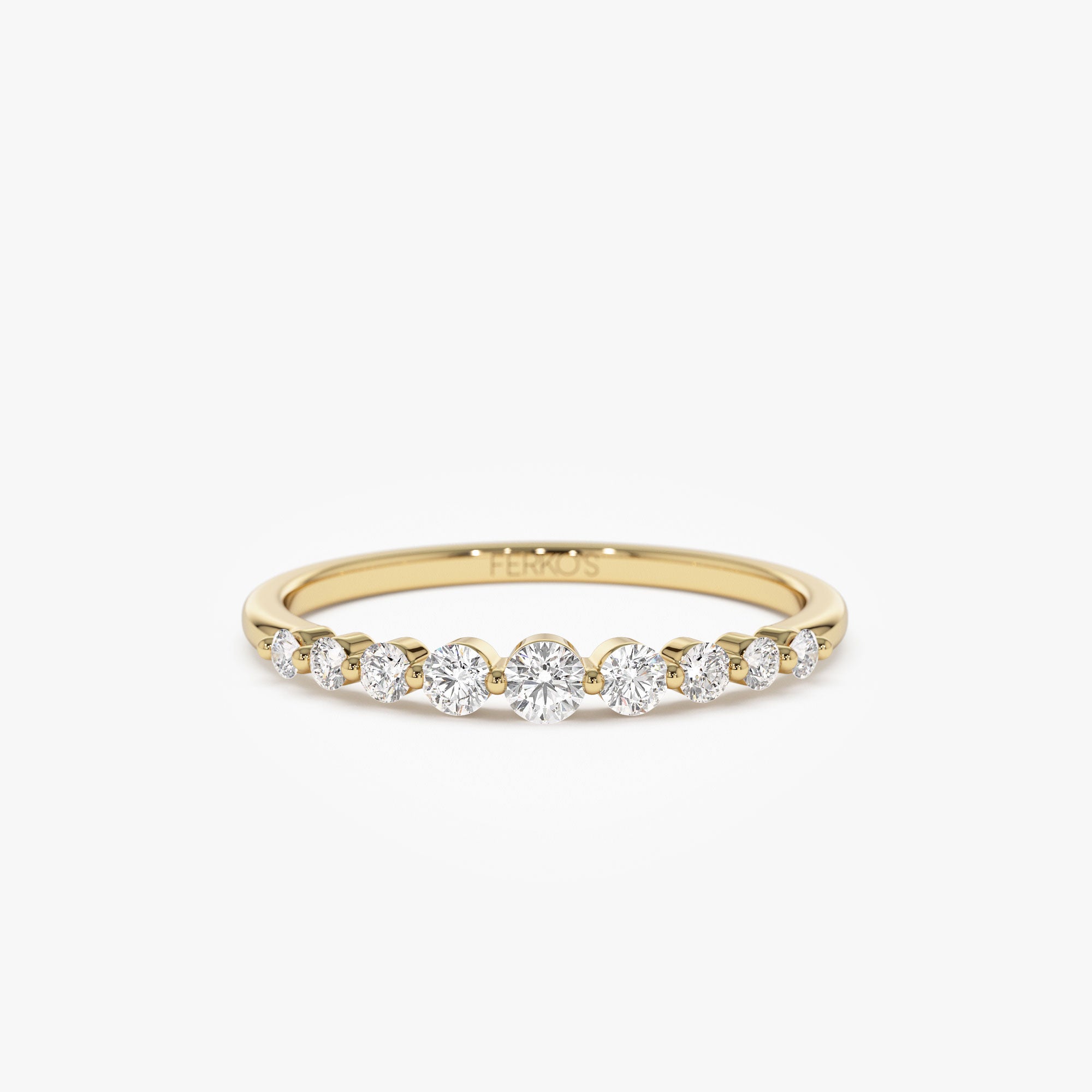 14k Gold Shared Prong Graduating Diamond Wedding Ring 14K Gold Ferkos Fine Jewelry