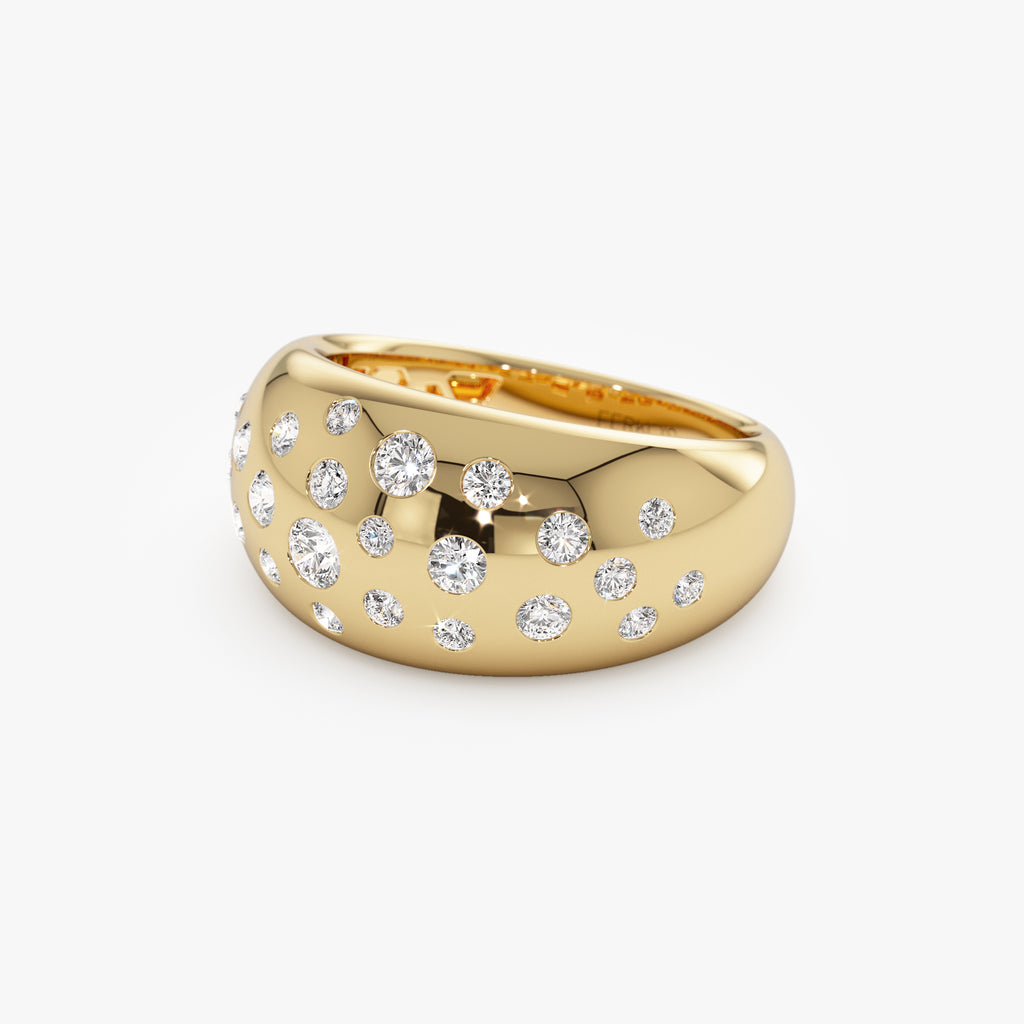14k Gold Flush Setting Cluster Dome Ring – Ferkos Fine Jewelry